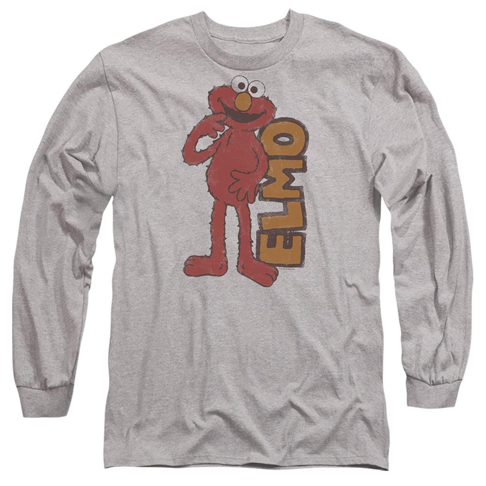 Athletic Heather - Front - Sesame Street Unisex Adult Elmo Vintage Long-Sleeved T-Shirt