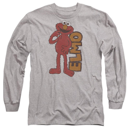 Athletic Heather - Front - Sesame Street Unisex Adult Elmo Vintage Long-Sleeved T-Shirt