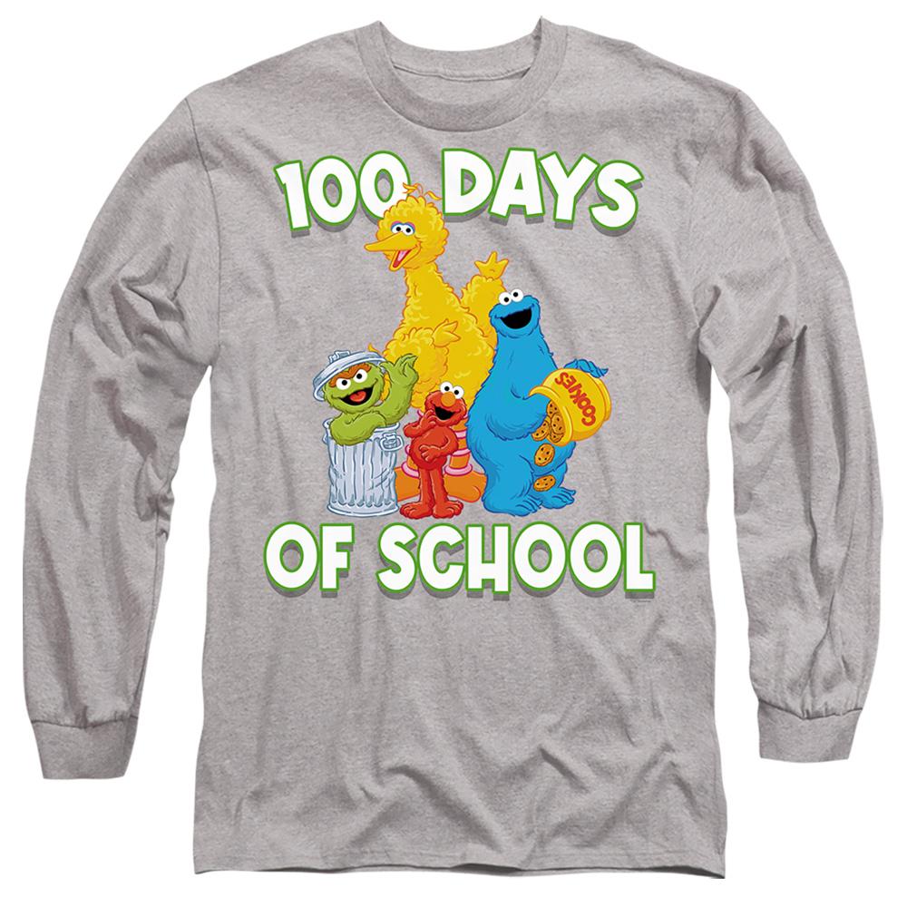 Athletic Heather - Front - Sesame Street Unisex Adult 100 Days Of School Long-Sleeved T-Shirt
