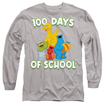 Athletic Heather - Front - Sesame Street Unisex Adult 100 Days Of School Long-Sleeved T-Shirt