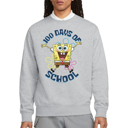 Athletic Heather - Back - SpongeBob SquarePants Unisex Adult 100 Days Of School Sweatshirt