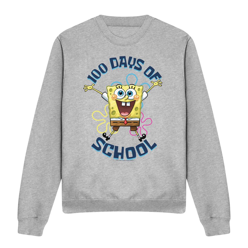 Athletic Heather - Front - SpongeBob SquarePants Unisex Adult 100 Days Of School Sweatshirt