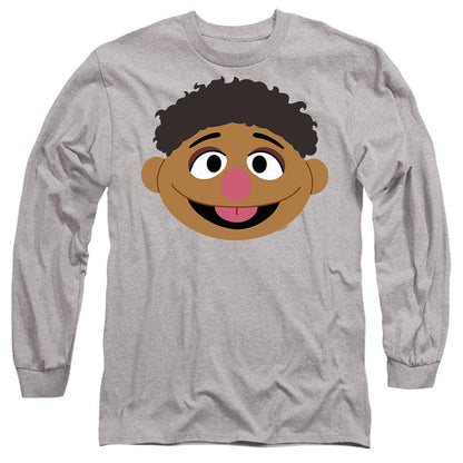 Athletic Heather - Front - Sesame Street Unisex Adult Tamir Face Long-Sleeved T-Shirt