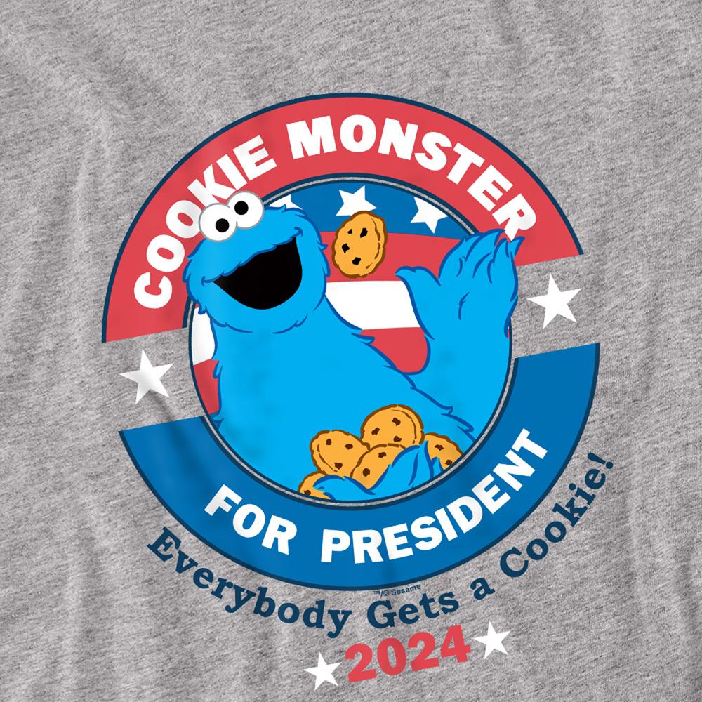 Athletic Heather - Side - Sesame Street Unisex Adult Cookie For President Long-Sleeved T-Shirt