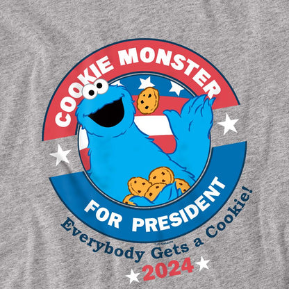 Athletic Heather - Side - Sesame Street Unisex Adult Cookie For President Long-Sleeved T-Shirt