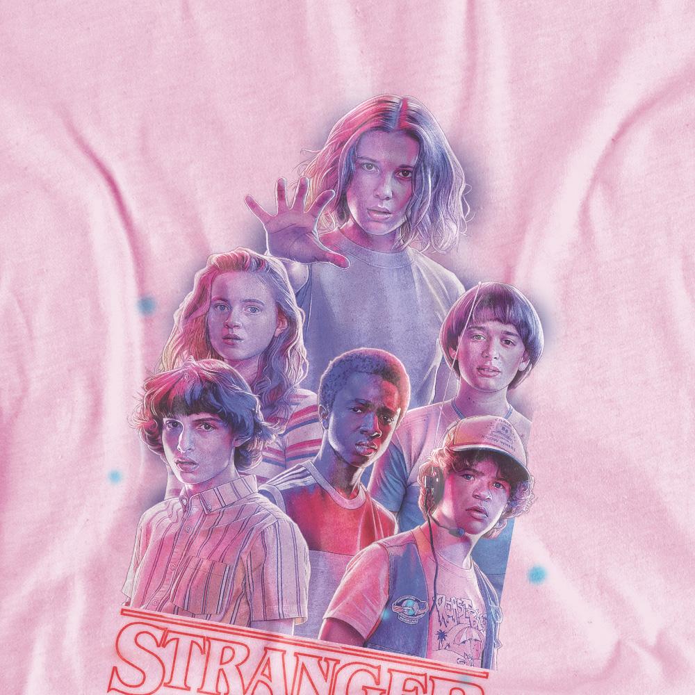 Pink - Side - Stranger Things Childrens-Kids Glow Group T-Shirt
