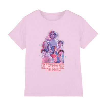 Pink - Front - Stranger Things Childrens-Kids Glow Group T-Shirt