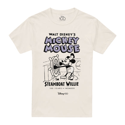 Natural - Front - Disney Mens Steamboat Willie Mickey Mouse Classic T-Shirt