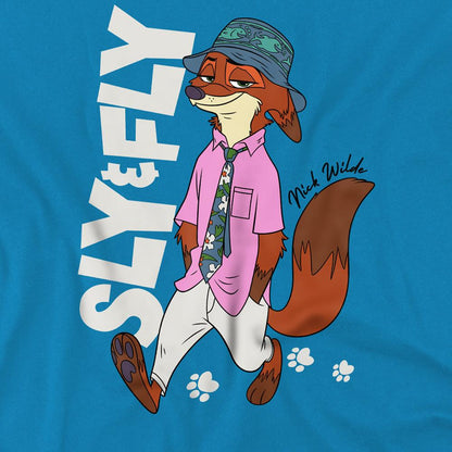 Turquoise - Back - Zootopia 2 Childrens-Kids Sly And Fly Nick Wilde T-Shirt