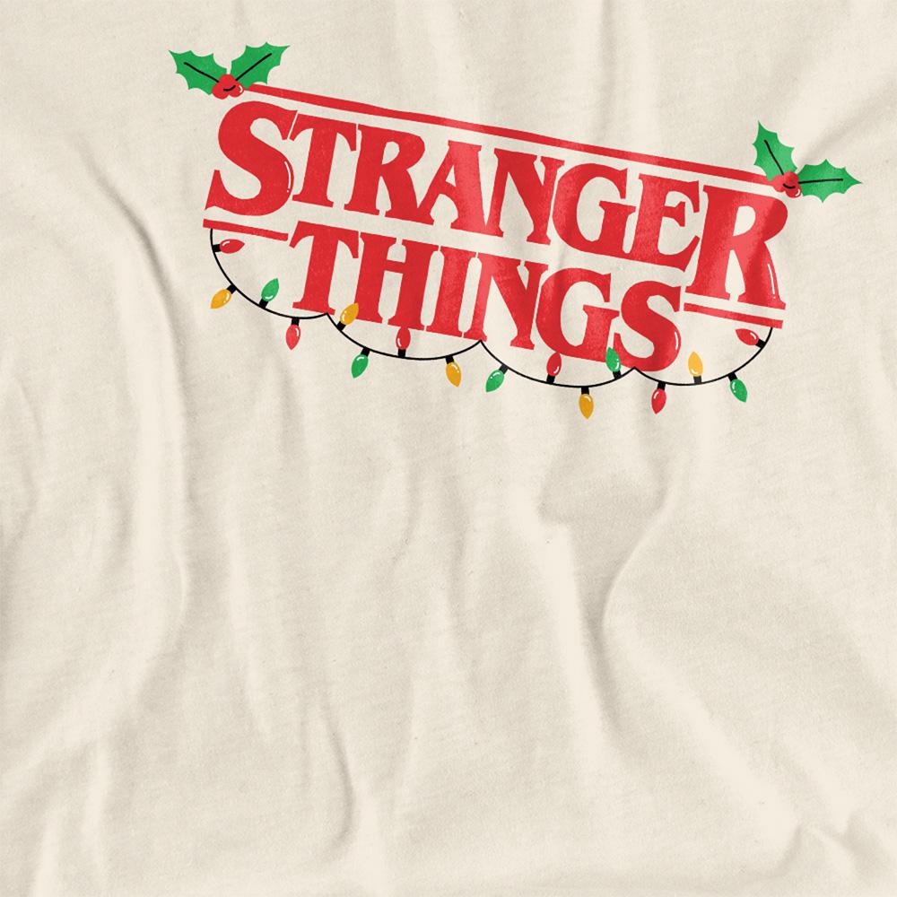 Natural - Side - Stranger Things Womens-Ladies Logo Christmas T-Shirt
