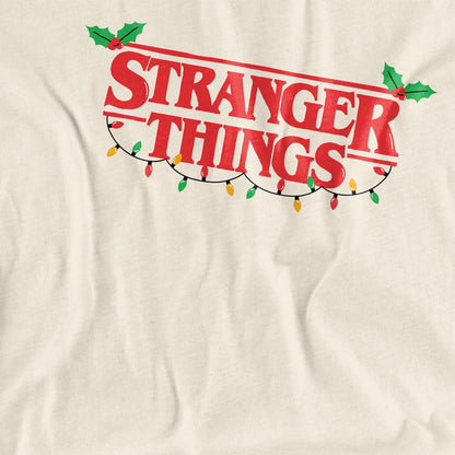 Natural - Side - Stranger Things Womens-Ladies Logo Christmas T-Shirt
