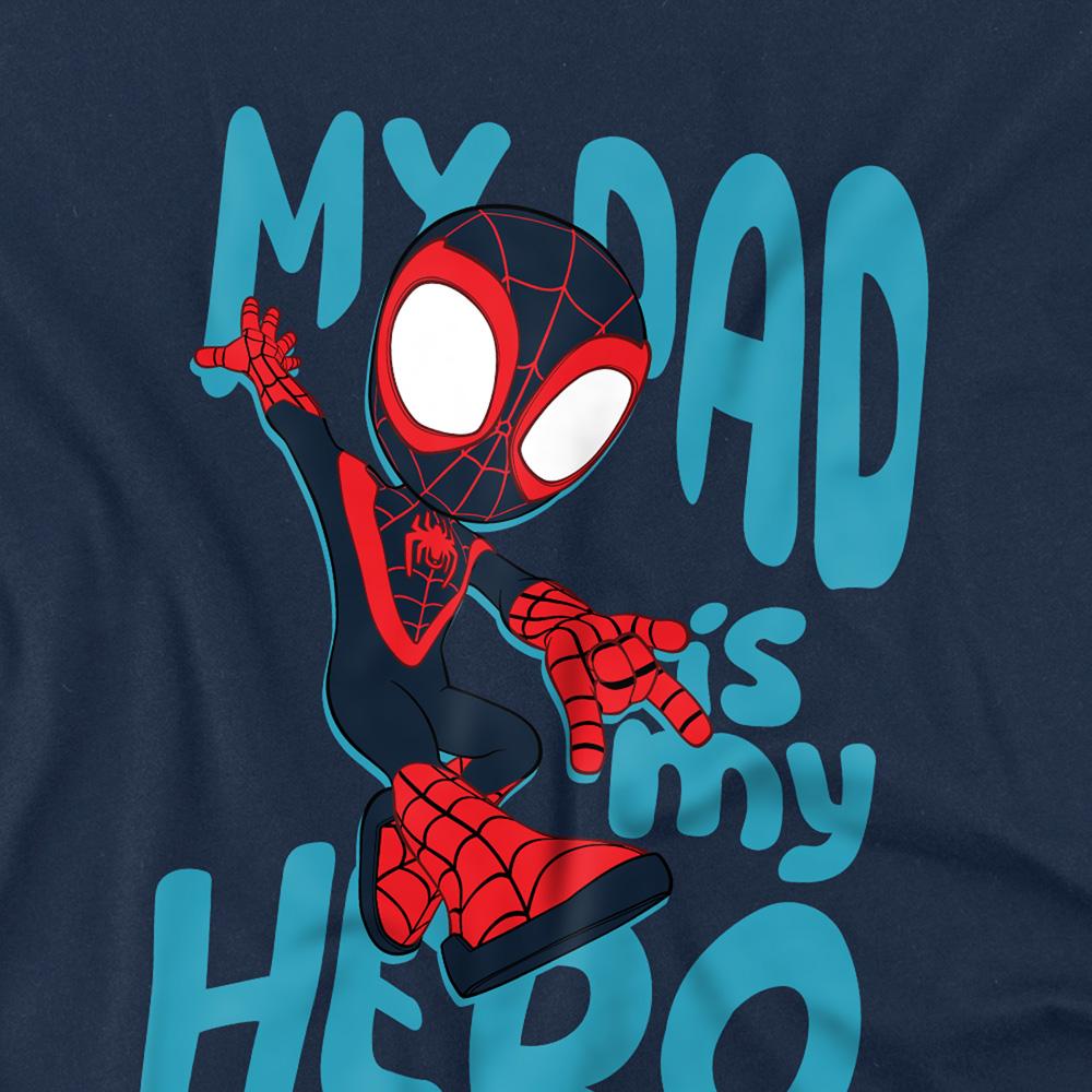 Navy - Side - Spidey And His Amazing Friends Childrens-Kids Dad Hero Miles Morales T-Shirt