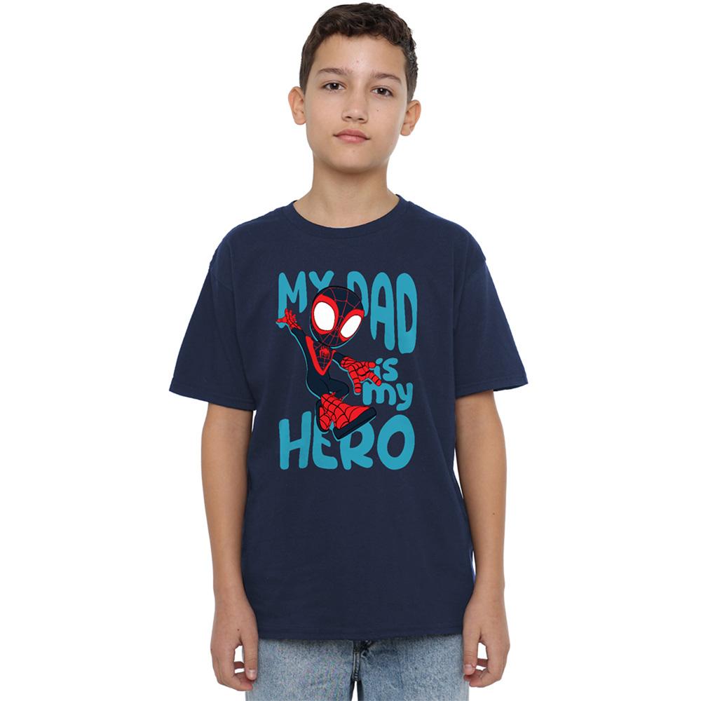 Navy - Lifestyle - Spidey And His Amazing Friends Childrens-Kids Dad Hero Miles Morales T-Shirt