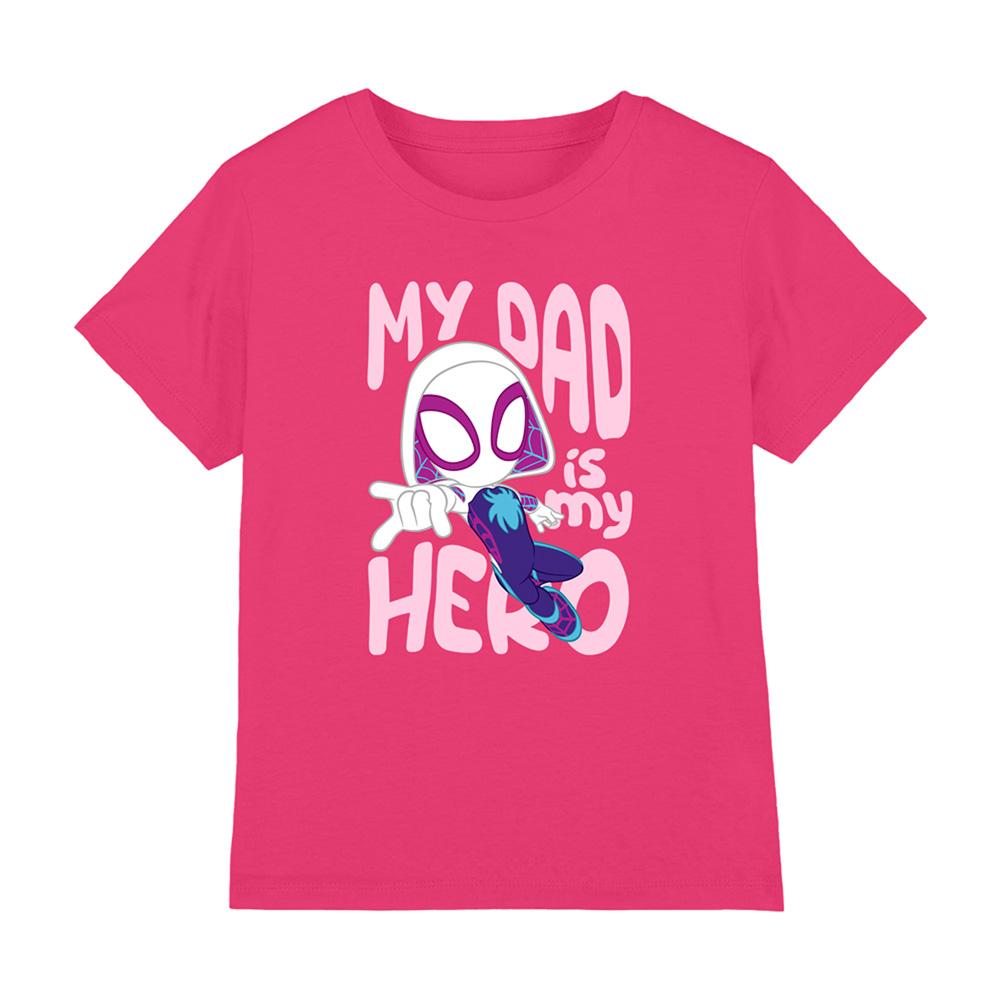 Fuchsia - Front - Spidey And His Amazing Friends Childrens-Kids Dad Hero Spider Gwen T-Shirt