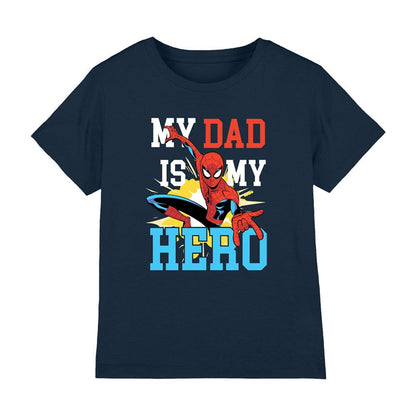 Navy - Front - Spider-Man Childrens-Kids Dad Hero Comic T-Shirt