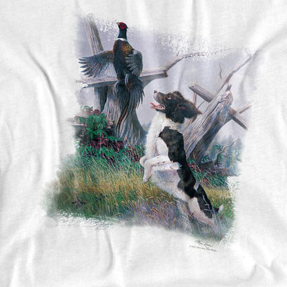 White-Black - Side - Wildlife Unisex Adult Springer With Pheasant Ringer T-Shirt