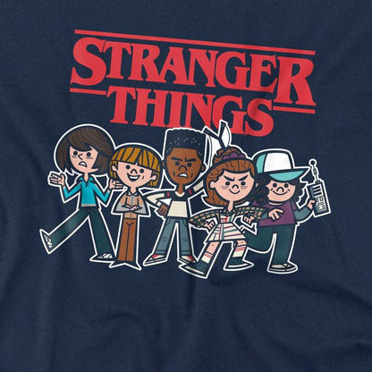 Navy - Side - Stranger Things Childrens-Kids Cartoon Group T-Shirt