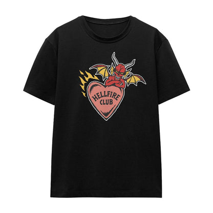 Pink - Front - Stranger Things 4 Womens-Ladies Hellfire Club Heart T-Shirt
