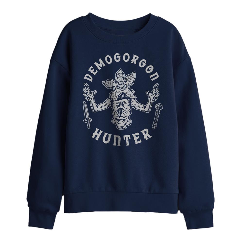 Navy - Front - Stranger Things Childrens-Kids Demogorgon Hunter Sweatshirt
