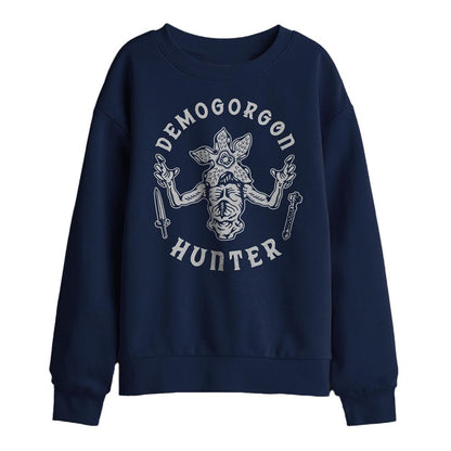 Navy - Front - Stranger Things Childrens-Kids Demogorgon Hunter Sweatshirt