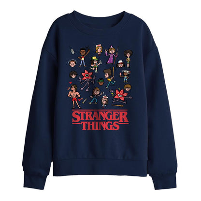 Navy - Front - Stranger Things Childrens-Kids Cartoon Characters Sweatshirt