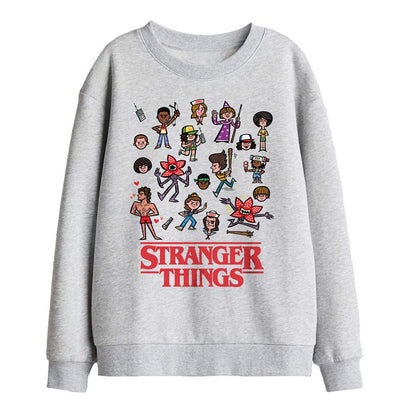 Sport Heather - Front - Stranger Things Childrens-Kids Cartoon Characters Sweatshirt