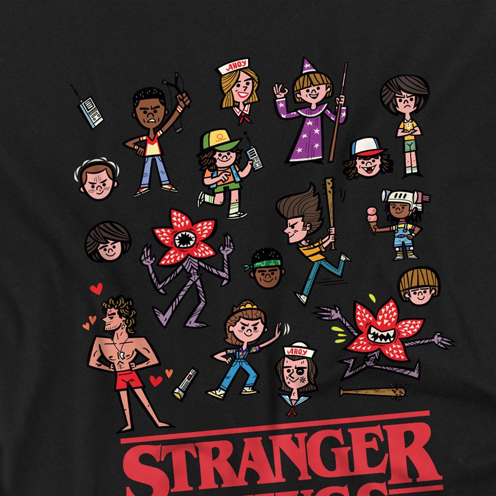 Black - Back - Stranger Things Childrens-Kids Cartoon Characters Sweatshirt