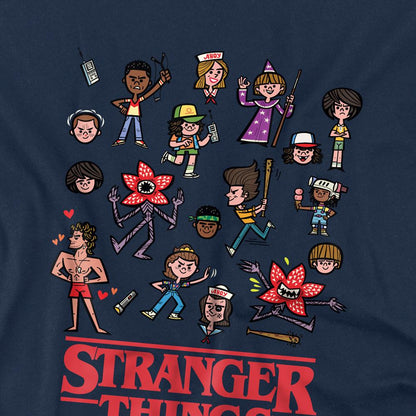Navy - Back - Stranger Things Childrens-Kids Cartoon Characters Sweatshirt