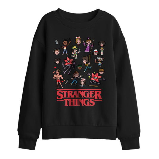 Black - Front - Stranger Things Childrens-Kids Cartoon Characters Sweatshirt