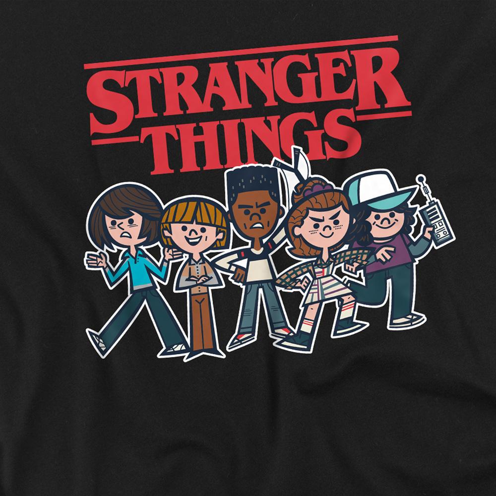Black - Back - Stranger Things Childrens-Kids Cartoon Group Sweatshirt