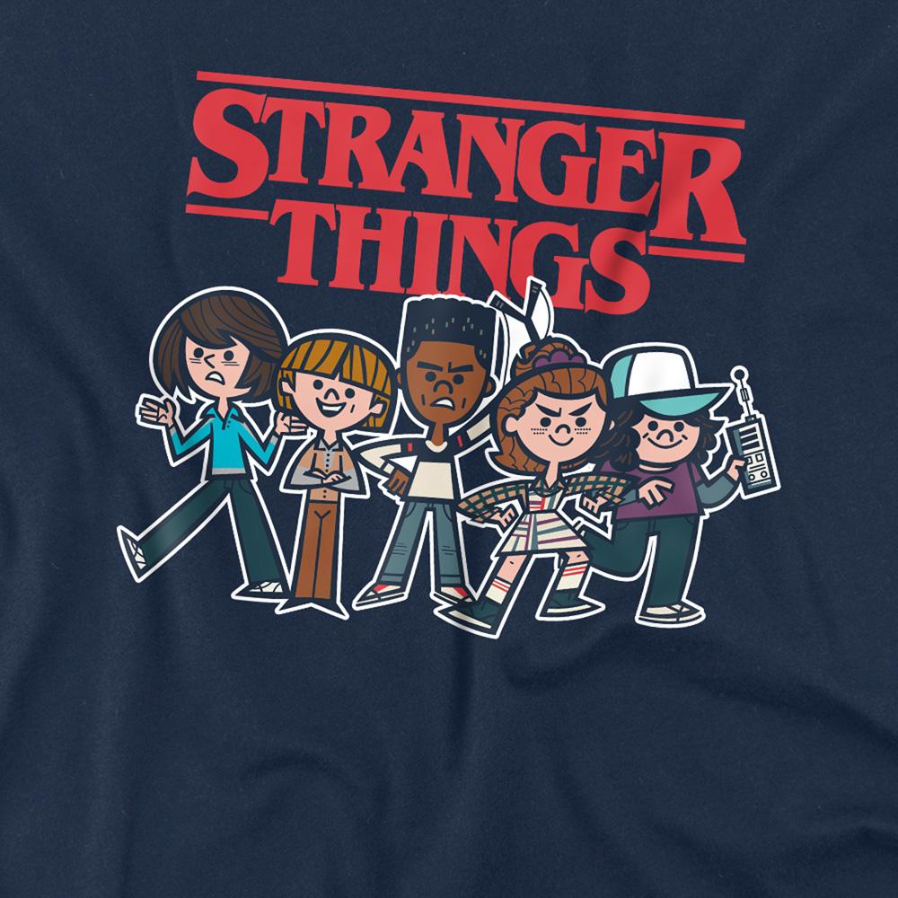 Navy - Back - Stranger Things Childrens-Kids Cartoon Group Sweatshirt