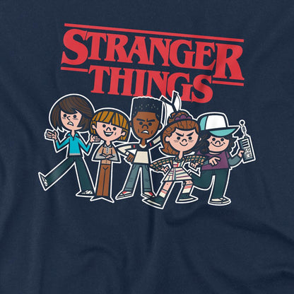 Navy - Back - Stranger Things Childrens-Kids Cartoon Group Sweatshirt