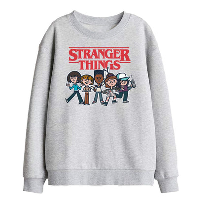 Athletic Heather - Front - Stranger Things Childrens-Kids Cartoon Group Sweatshirt
