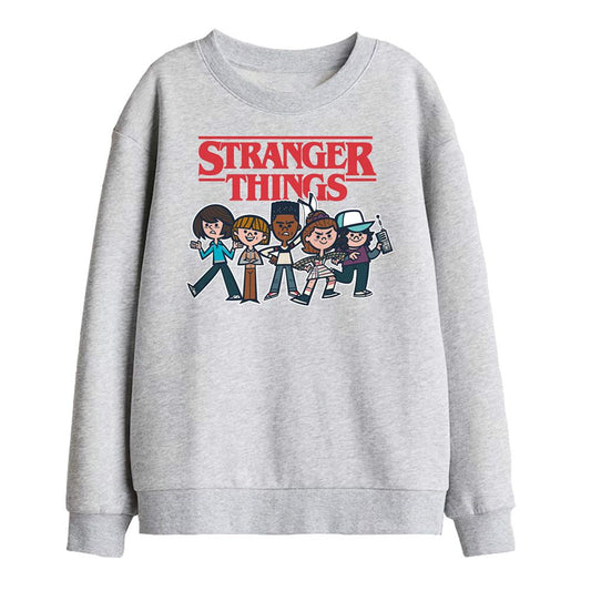 Athletic Heather - Front - Stranger Things Childrens-Kids Cartoon Group Sweatshirt