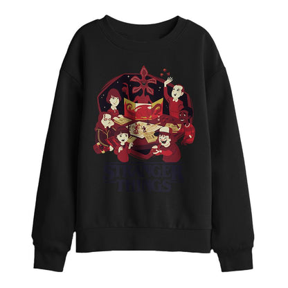 Black - Front - Stranger Things Childrens-Kids Board Game Sweatshirt