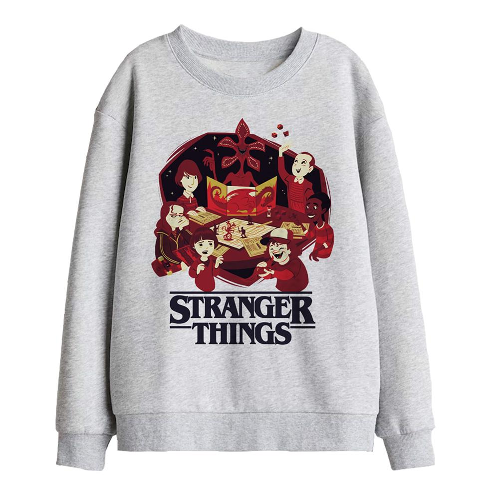 Athletic Heather - Front - Stranger Things Childrens-Kids Board Game Sweatshirt