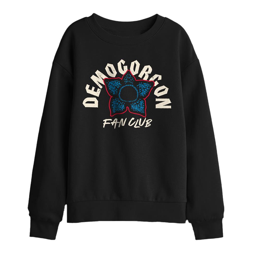 Black - Front - Stranger Things Childrens-Kids Demogorgon Fan Club Sweatshirt