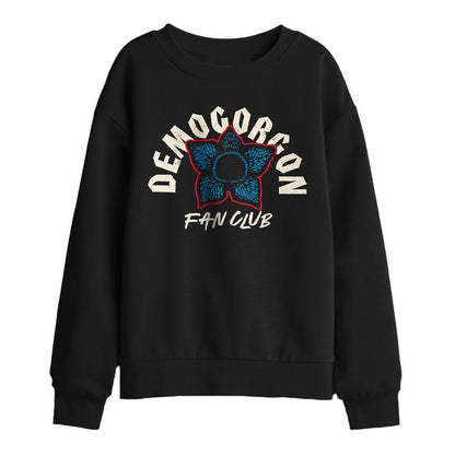 Black - Front - Stranger Things Childrens-Kids Demogorgon Fan Club Sweatshirt