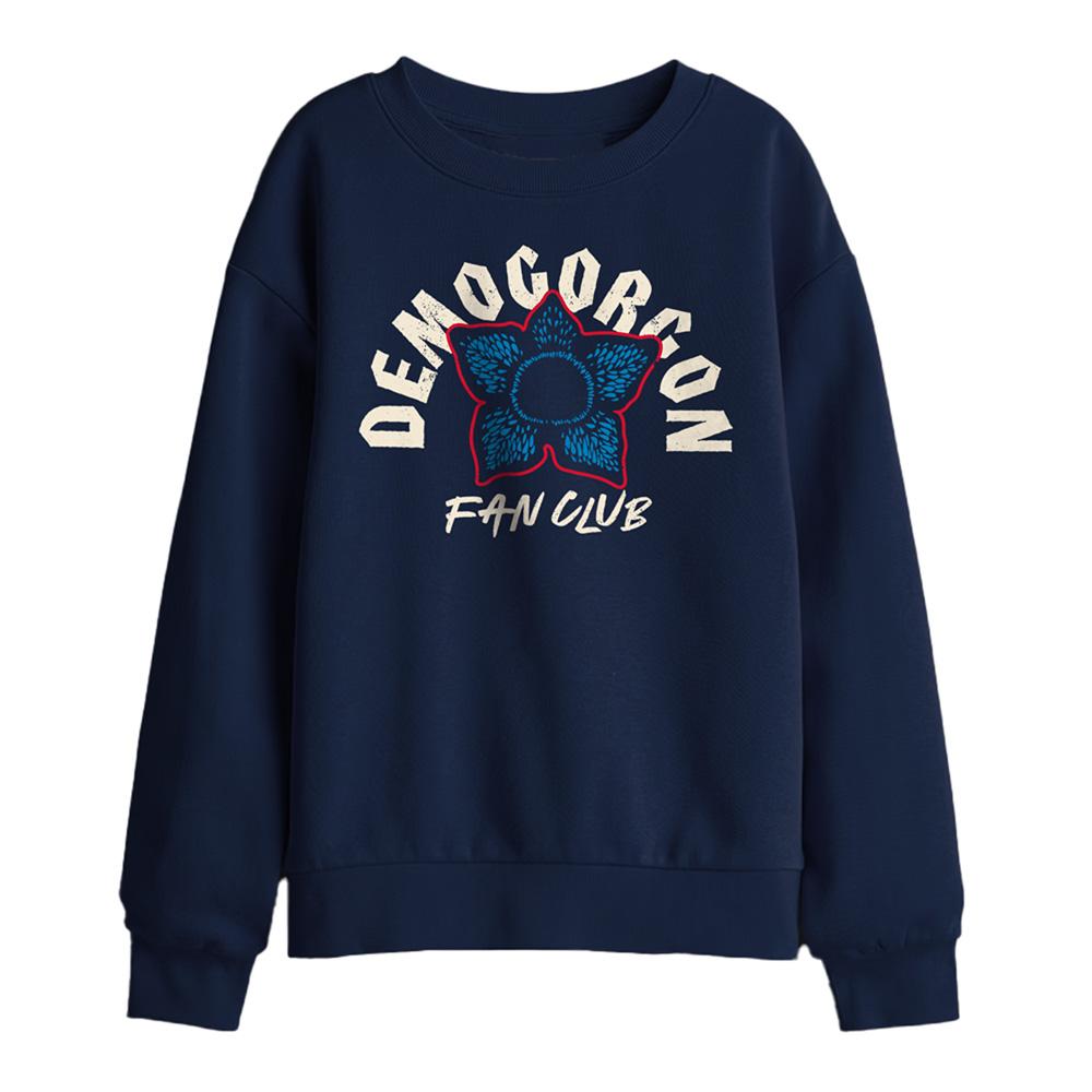 Navy - Front - Stranger Things Childrens-Kids Demogorgon Fan Club Sweatshirt
