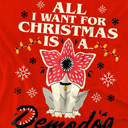 Red - Back - Stranger Things Childrens-Kids Demodog Christmas Sweatshirt