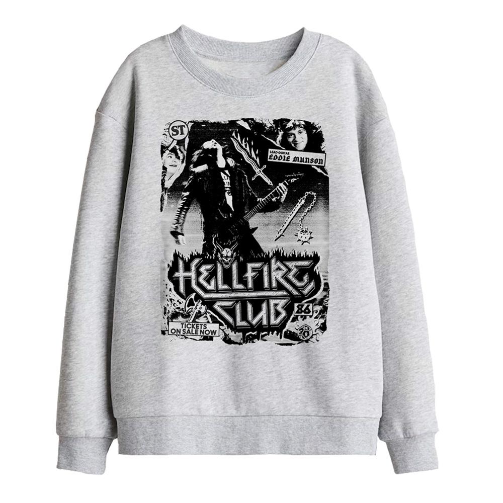 Athletic Heather - Front - Stranger Things Childrens-Kids Hellfire Club Poster Sweatshirt