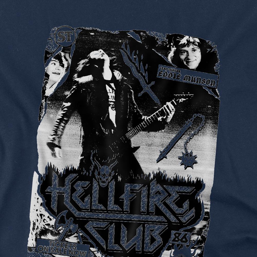 Navy - Back - Stranger Things Childrens-Kids Hellfire Club Poster Sweatshirt