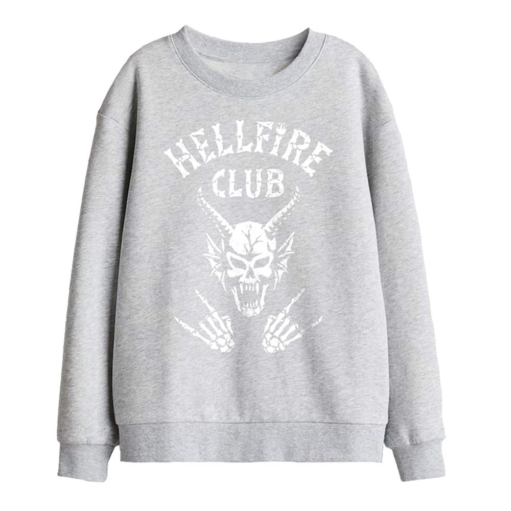 Sport Heather - Front - Stranger Things Childrens-Kids Hellfire Club Bones Sweatshirt