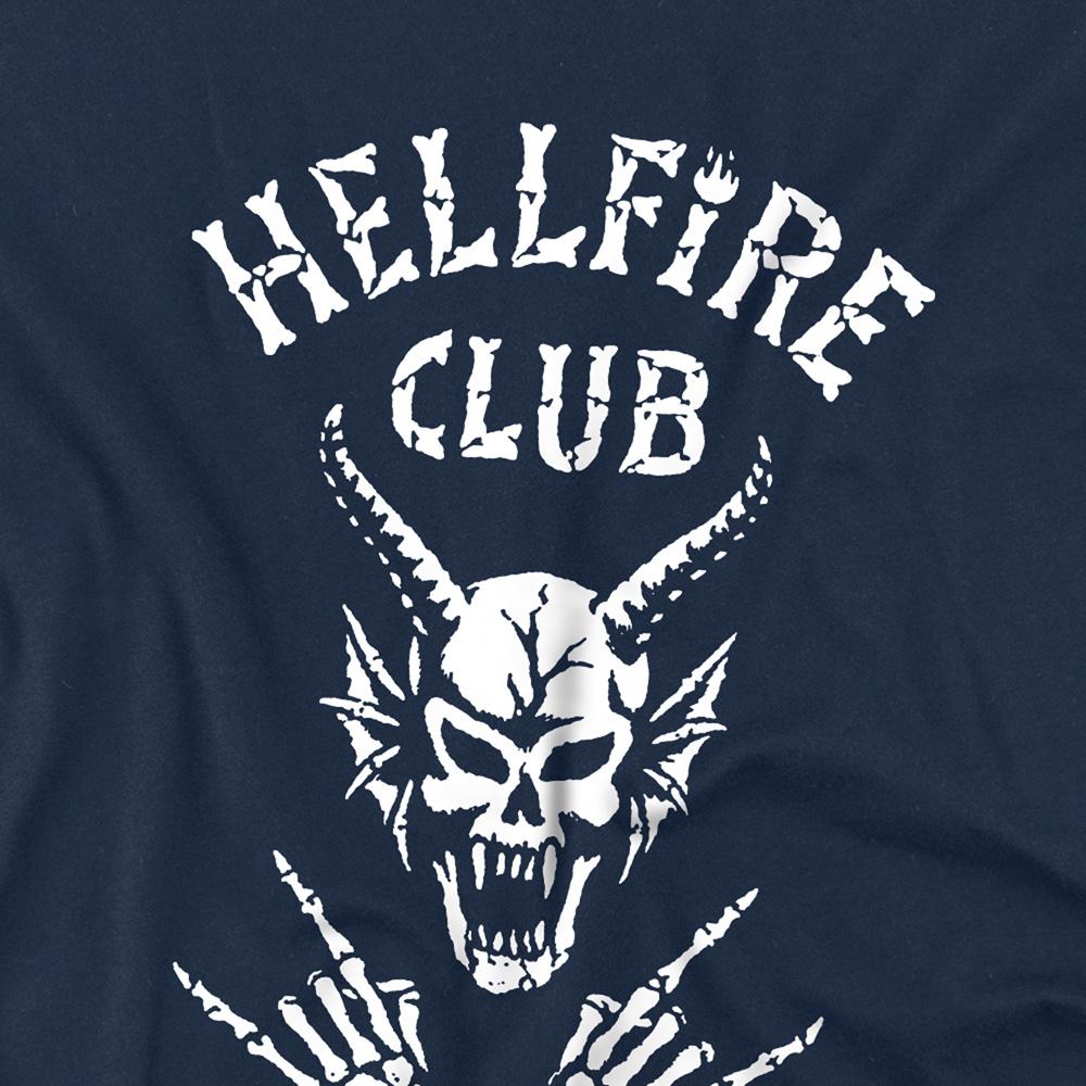 Navy - Back - Stranger Things Childrens-Kids Hellfire Club Bones Sweatshirt