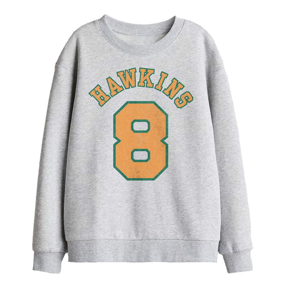 Sport Heather - Front - Stranger Things Childrens-Kids Hawkins No 8 Sweatshirt