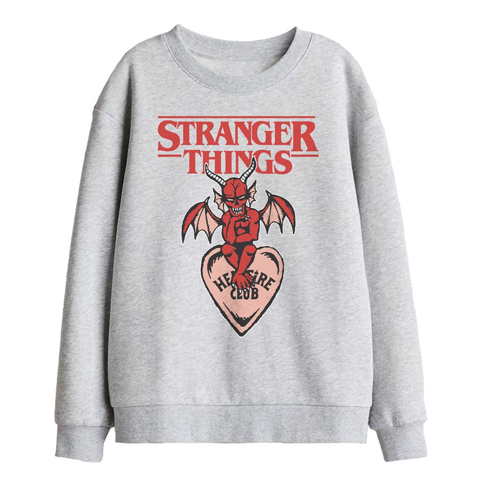 Athletic Heather - Front - Stranger Things Childrens-Kids Hellfire Heart Sweatshirt