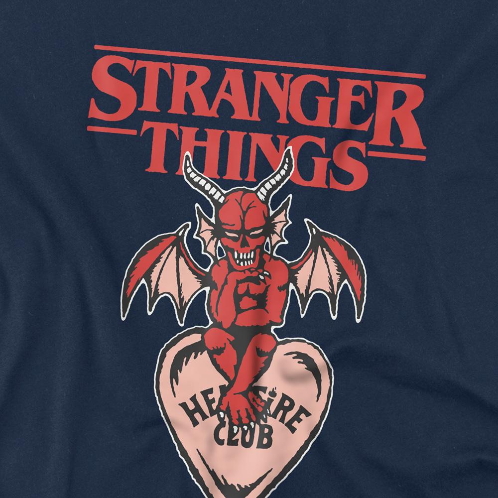 Navy - Back - Stranger Things Childrens-Kids Hellfire Heart Sweatshirt