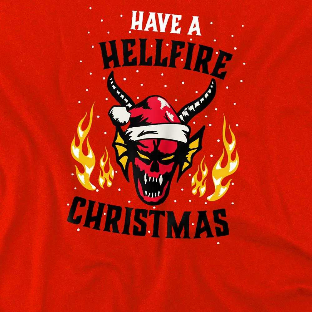 Red - Side - Stranger Things Childrens-Kids Hellfire Christmas T-Shirt