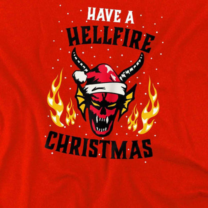 Red - Side - Stranger Things Childrens-Kids Hellfire Christmas T-Shirt