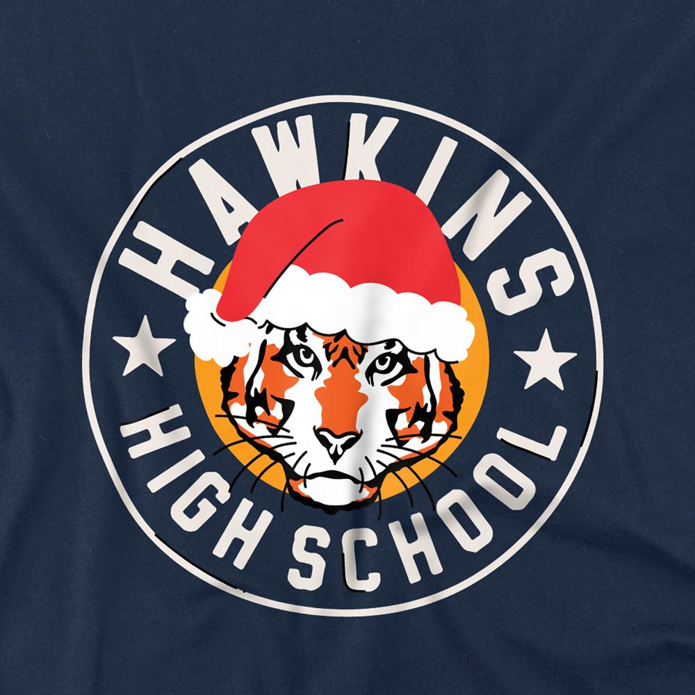 Navy - Back - Stranger Things Childrens-Kids Hawkins Badge Christmas Sweatshirt